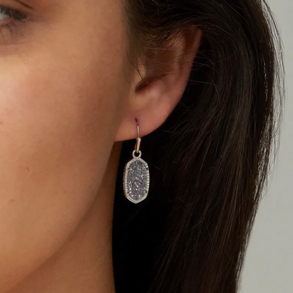 KENDRA SCOTT SMALL DROP EARRINGS - IRIDESCENT DRUSY - Picture 3 of 3